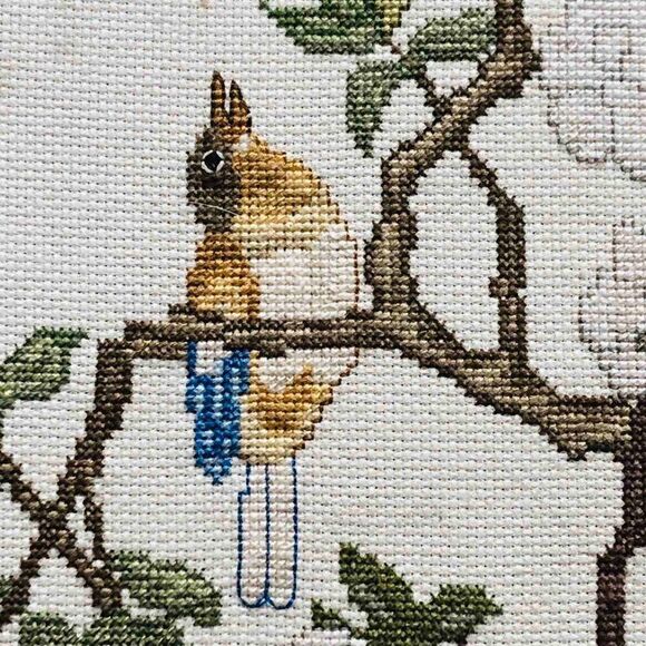 Embroidery Cross Stitch Picture Handmade Vintage - Picture 3 of 3